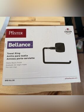 New Pfister Bellance Matte Black Towel ring holder